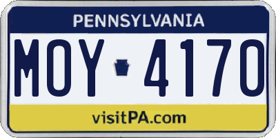 PA license plate MOY4170