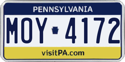 PA license plate MOY4172