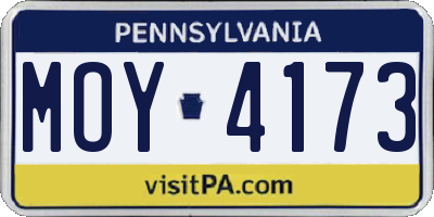 PA license plate MOY4173