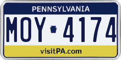 PA license plate MOY4174