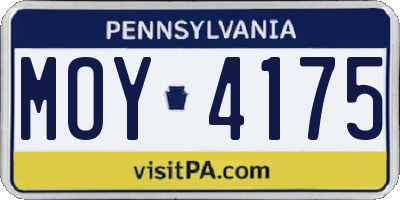 PA license plate MOY4175