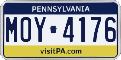 PA license plate MOY4176