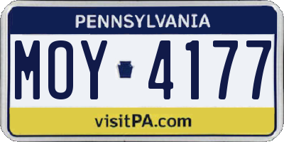 PA license plate MOY4177