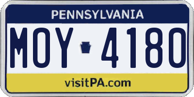 PA license plate MOY4180