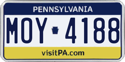 PA license plate MOY4188