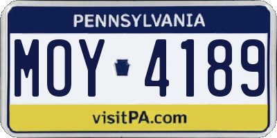 PA license plate MOY4189