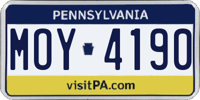 PA license plate MOY4190