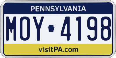 PA license plate MOY4198