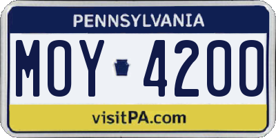 PA license plate MOY4200