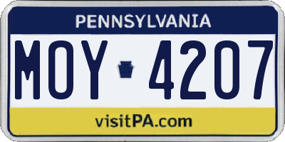 PA license plate MOY4207