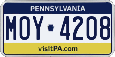 PA license plate MOY4208