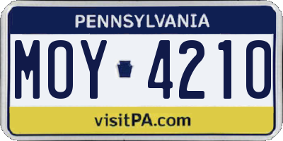 PA license plate MOY4210