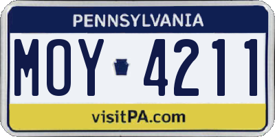PA license plate MOY4211