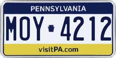 PA license plate MOY4212