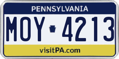 PA license plate MOY4213