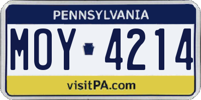 PA license plate MOY4214
