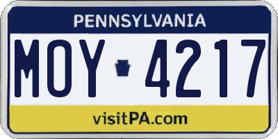 PA license plate MOY4217