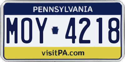 PA license plate MOY4218
