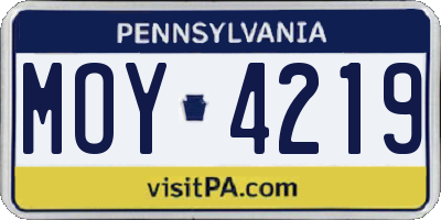 PA license plate MOY4219