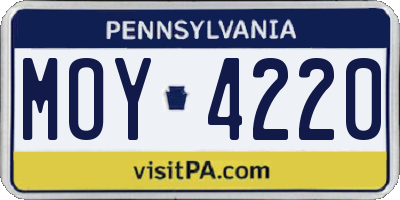 PA license plate MOY4220
