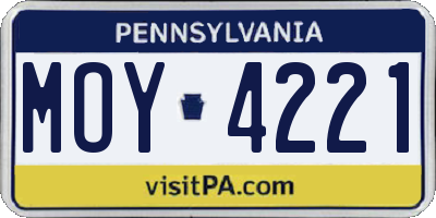 PA license plate MOY4221