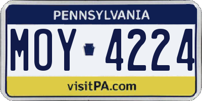 PA license plate MOY4224
