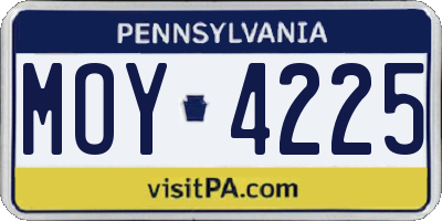 PA license plate MOY4225