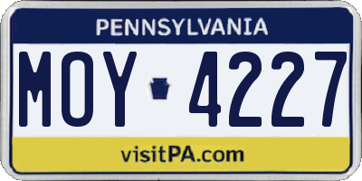 PA license plate MOY4227