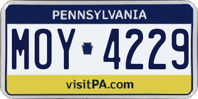 PA license plate MOY4229
