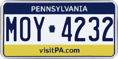 PA license plate MOY4232