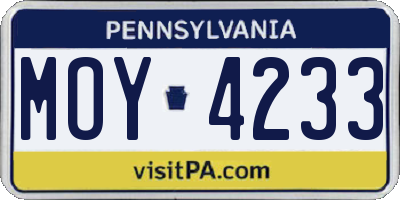 PA license plate MOY4233