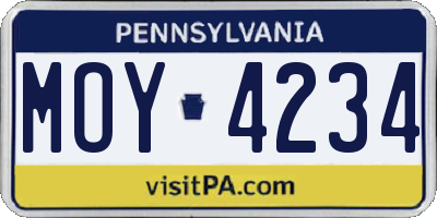 PA license plate MOY4234