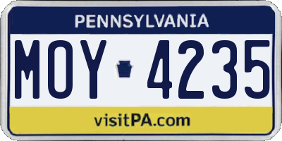 PA license plate MOY4235