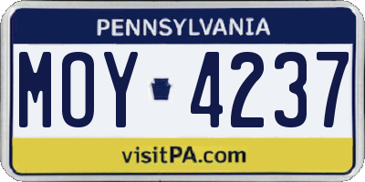 PA license plate MOY4237