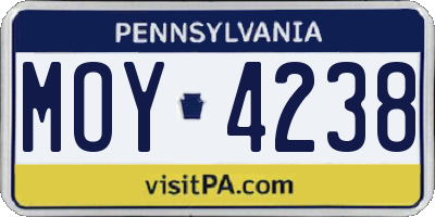 PA license plate MOY4238