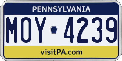 PA license plate MOY4239