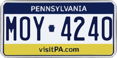 PA license plate MOY4240