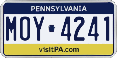PA license plate MOY4241
