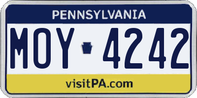 PA license plate MOY4242
