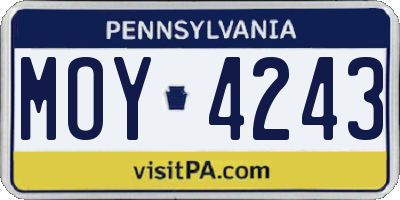 PA license plate MOY4243
