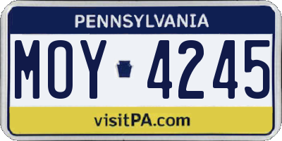 PA license plate MOY4245