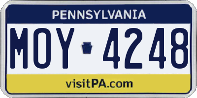 PA license plate MOY4248