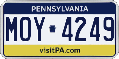 PA license plate MOY4249