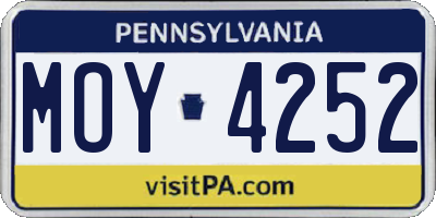 PA license plate MOY4252