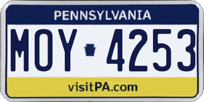 PA license plate MOY4253