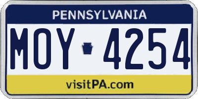 PA license plate MOY4254