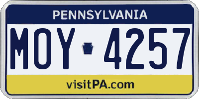 PA license plate MOY4257