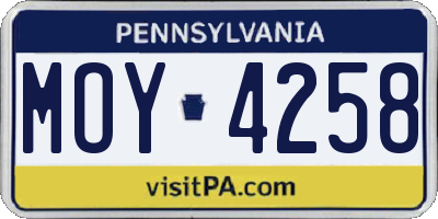 PA license plate MOY4258