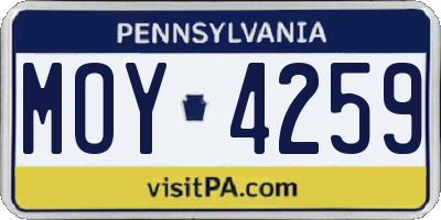 PA license plate MOY4259