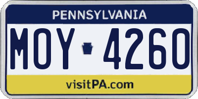 PA license plate MOY4260